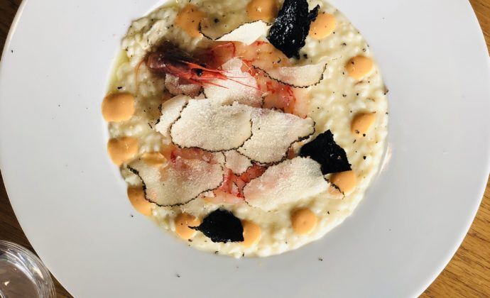 Risotto al tartufo estivo e tartar di gambero rosso